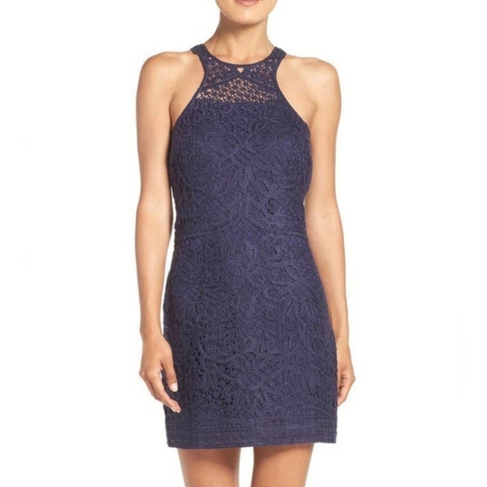 Lilly Pulitzer Jamie Midnight Blue Chrochet Mini Dress, Size S